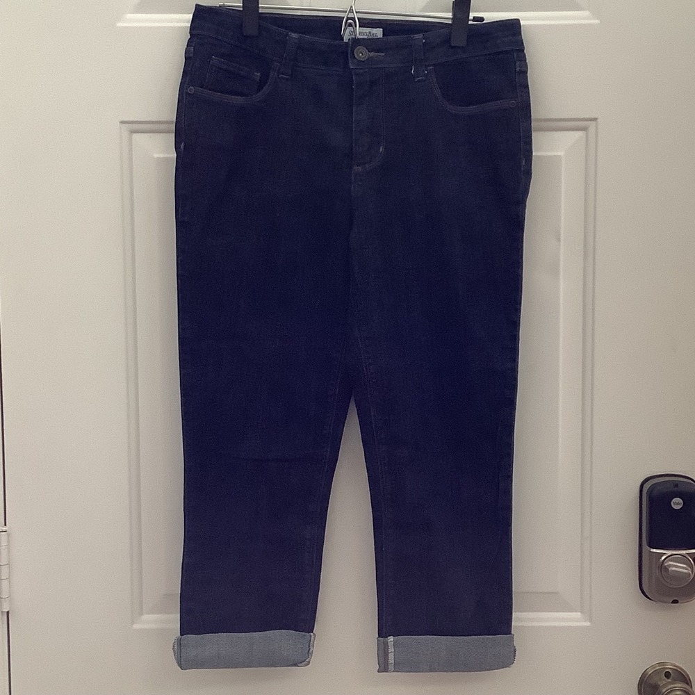 St. Johns Capri Denim Jeans Women's Size 8 Dark Wash Blue Cuffed Stretch